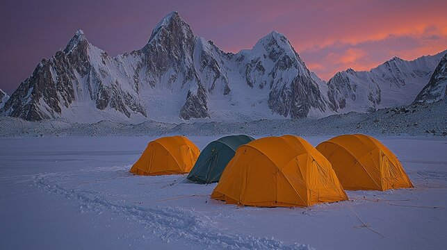 Majestic Mountain Camp: Dawn in the Himalayas