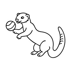 ferret playing icon, ferret playing line art - simple line art of ferret playing, perfect for ferret playing logos and icons