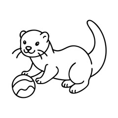 ferret playing icon, ferret playing line art - simple line art of ferret playing, perfect for ferret playing logos and icons