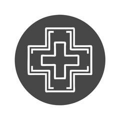 Obraz premium Medical Cross Icon in Minimalist Design on Dark Background 