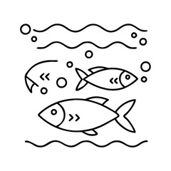 fish swimming icon, fish swimming line art - simple line art of fish swimming, perfect for fish swimming logos and icons