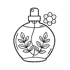 floral perfume icon, floral perfume line art - simple line art of floral perfume, perfect for floral perfume logos and icons