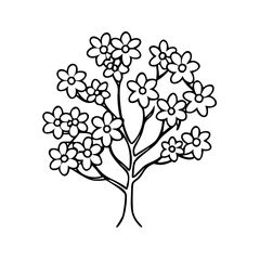 Fototapeta premium flowering tree icon, flowering tree line art - simple line art of flowering tree, perfect for flowering tree logos and icons