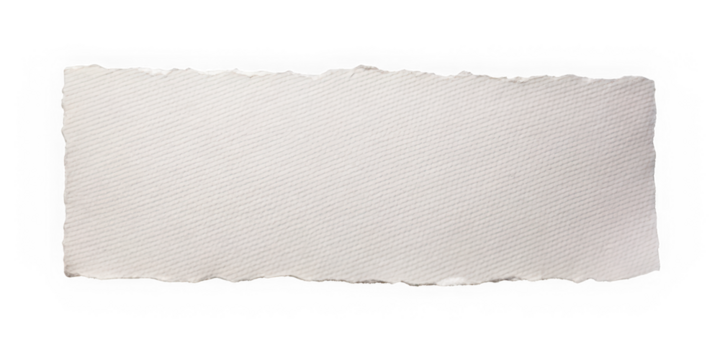 A piece of textured, torn white paper, showcasing a natural, rustic edge that adds character and depth to any design.
