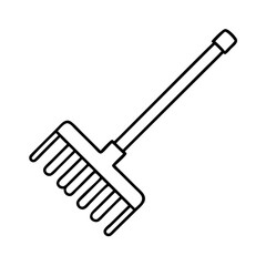 garden rake icon, garden rake line art - simple line art of garden rake, perfect for garden rake logos and icons