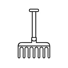 garden rake icon, garden rake line art - simple line art of garden rake, perfect for garden rake logos and icons