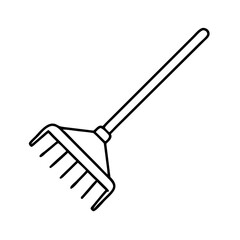 garden rake icon, garden rake line art - simple line art of garden rake, perfect for garden rake logos and icons