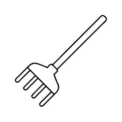 garden rake icon, garden rake line art - simple line art of garden rake, perfect for garden rake logos and icons