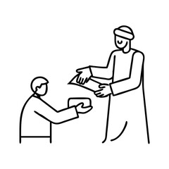 giving zakat icon, giving zakat line art - simple line art of giving zakat, perfect for giving zakat logos and icons