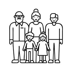 grandparents with grandchildren icon, grandparents with grandchildren line art - simple line art of grandparents with grandchildren, perfect for grandparents with grandchildren logos and icons