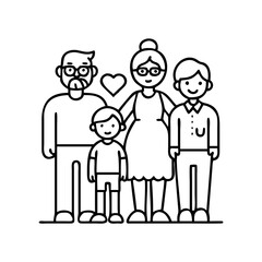 grandparents with grandchildren icon, grandparents with grandchildren line art - simple line art of grandparents with grandchildren, perfect for grandparents with grandchildren logos and icons