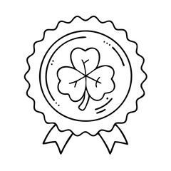 green clover badge icon, green clover badge line art - simple line art of green clover badge, perfect for green clover badge logos and icons
