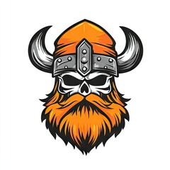 Fototapeta premium A fierce viking skull with horns and a magnificent beard.