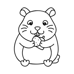 hamster with treat icon, hamster with treat line art - simple line art of hamster with treat, perfect for hamster with treat logos and icons