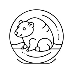 hamster in ball icon, hamster in ball line art - simple line art of hamster in ball, perfect for hamster in ball logos and icons