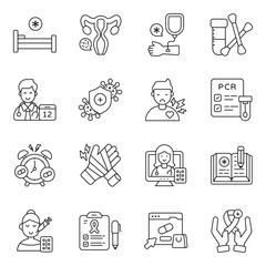 Set of Medical Equipment Line Icons 


