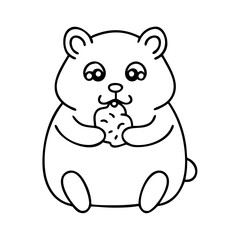 hamster with treat icon, hamster with treat line art - simple line art of hamster with treat, perfect for hamster with treat logos and icons