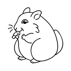 hamster with treat icon, hamster with treat line art - simple line art of hamster with treat, perfect for hamster with treat logos and icons
