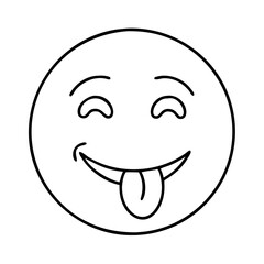 happy face with tongue out icon, happy face with tongue out line art - simple line art of happy face with tongue out, perfect for happy face with tongue out logos and icons