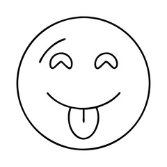 happy face with tongue out icon, happy face with tongue out line art - simple line art of happy face with tongue out, perfect for happy face with tongue out logos and icons