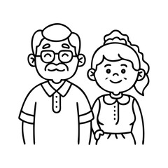 happy grandparents icon, happy grandparents line art - simple line art of happy grandparents, perfect for happy grandparents logos and icons