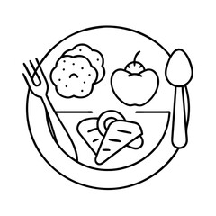 healthy meal icon, healthy meal line art - simple line art of healthy meal, perfect for healthy meal logos and icons
