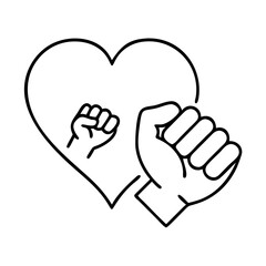 heart and fist combo icon, heart and fist combo line art - simple line art of heart and fist combo, perfect for heart and fist combo logos and icons