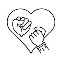 heart and fist combo icon, heart and fist combo line art - simple line art of heart and fist combo, perfect for heart and fist combo logos and icons