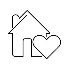 heart and home icon, heart and home line art - simple line art of heart and home, perfect for heart and home logos and icons