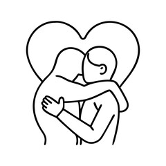 heartwarming embrace icon, heartwarming embrace line art - simple line art of heartwarming embrace, perfect for heartwarming embrace logos and icons