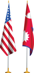 USA,Nepal flags together.American and Nepali flags side by side