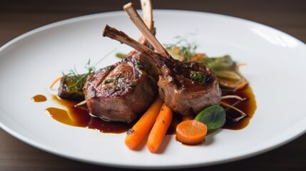 Roasted lamb chops with vegetables gourmet dish