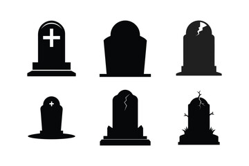 Tombstone  silhouette vector bundle  illustration