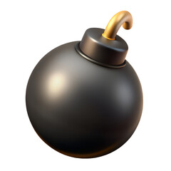 Fototapeta premium Black Bomb with Gold Fuse: A stylized black bomb with a golden fuse, ready to explode with danger and suspense. This 3D rendered image is perfect for conveying explosive themes and concepts.