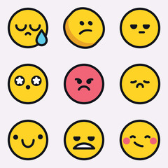 Flat Emoji Faces – Emotions Icon Set