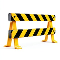 A yellow and stripes barrier isolated on white background