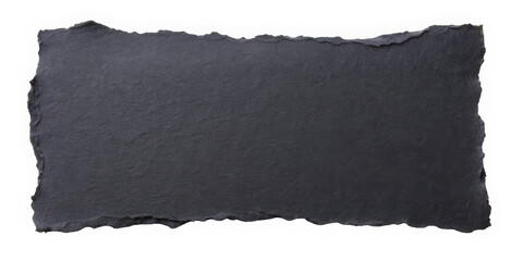 A textured piece of black slate rock with a rough edges, perfect for serving appetizers or as a decorative element in culinary presentations.