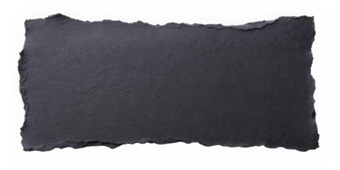 A textured piece of black slate rock with a rough edges, perfect for serving appetizers or as a decorative element in culinary presentations.