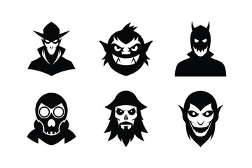 Halloween masks silhouette vector bundle  illustration