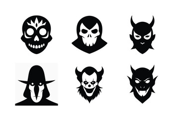 Halloween masks silhouette vector bundle  illustration