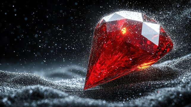 A Glimmering Ruby: Precious Gemstone on Dark Background