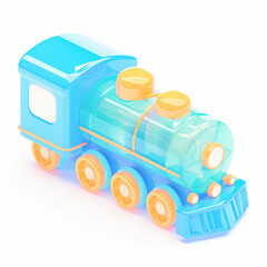 Colorful toy train on a white isolated background, perfect for playful themes and children's educational materials.