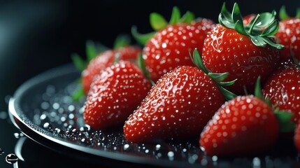 Fresh strawberries on tray