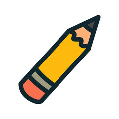 Cute Yellow Pencil Cartoon Icon School Supplies