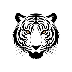 Tiger head vector logo design, face  for retro logos, emblems, badges, labels, icon template and tshirt vintage design element. Isolated on white background black color
