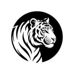 Tiger head vector logo design, face  for retro logos, emblems, badges, labels, icon template and tshirt vintage design element. Isolated on white background black color