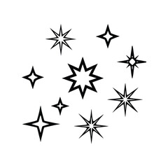 Obraz premium Stars collection. Star vector icons. Golden and Black set of Stars, isolated on transparent background. Star icon. Stars in modern simple flat style. Vector