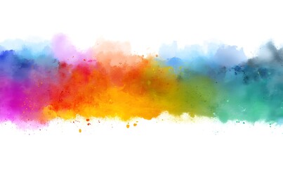 A vibrant watercolor splash with rainbow hues blending across a white background creating a colorful effect