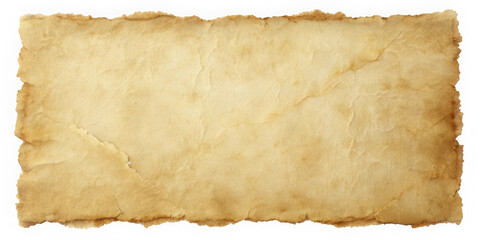 A aged, textured piece of parchment with a warm, golden hue and frayed edges, creating a rustic and historical feel, perfect for backgrounds or artistic presentations.