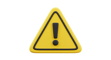 A bold yellow warning triangle with a black exclamation mark, conveying urgency and caution in a playful 3D style.